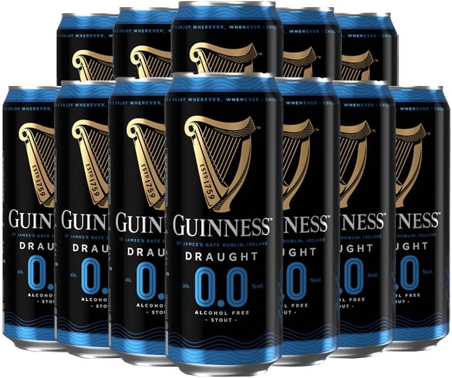 Guinness Draught Alcohol Free Stout 440ml Cans (12 Pack) - 0.0% ABV - Alcohol Free Beer Gifts for Men, Birthday Gifts for Men and Women, For Her, Non-Alcoholic Beers and Lagers