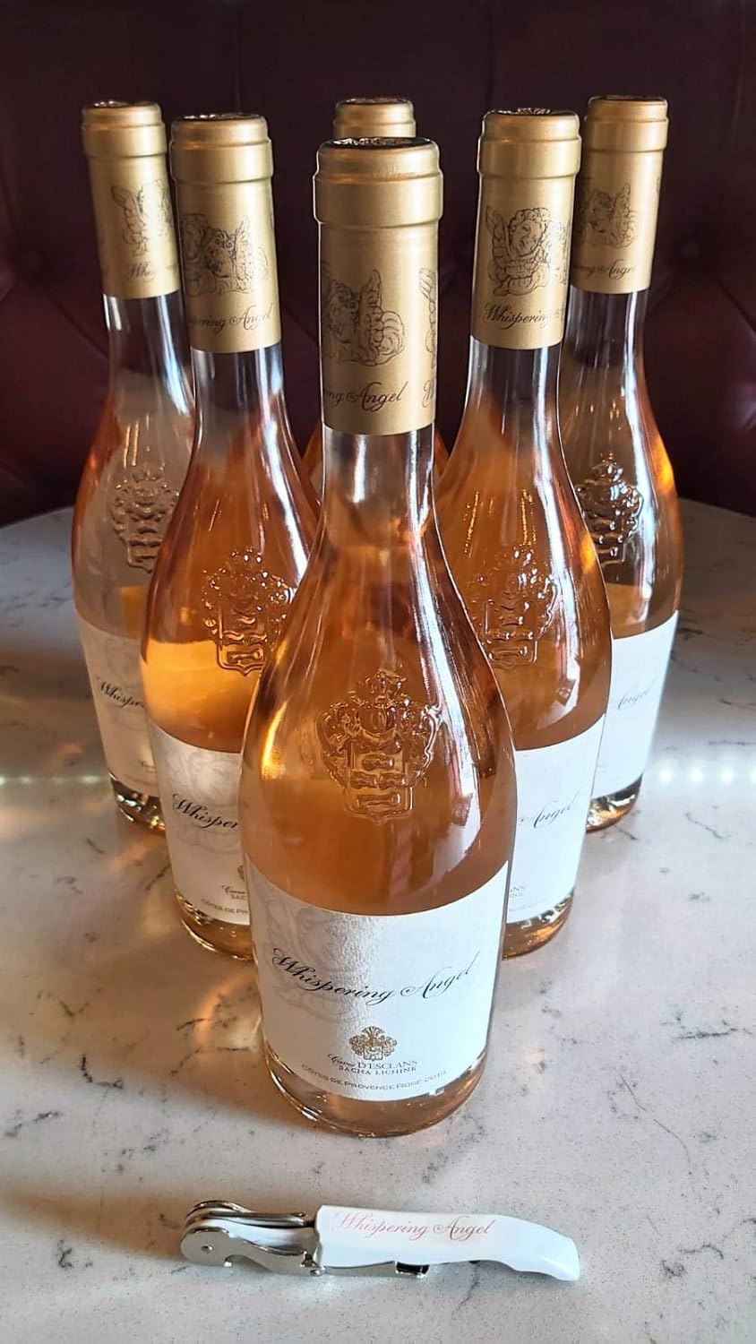Whispering Angel, Case of 6 bottles of award winning rose wine with CORK SCREW - Cotes De Provence Rose, 75cl / 750ml 2021