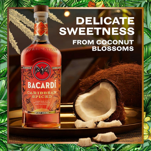 BACARDÍ Caribbean Spiced, 40% vol., 70cl / 700ml, Premium Blend of Aged Rum, Spices, Coconut and Pineapple, Ideal for Making Tropical Cocktails