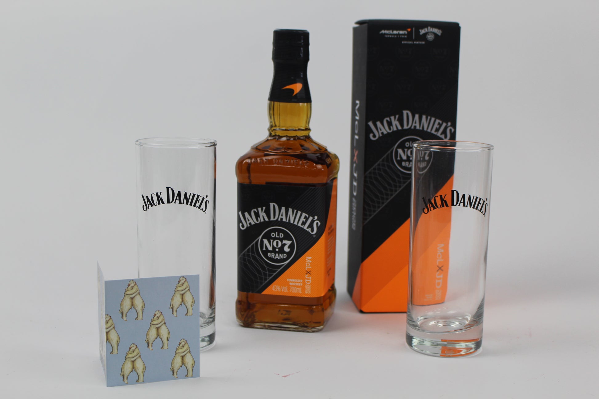 Jack Daniels Whiskey Mclaren Formula 1 edition gift set with a free giftag