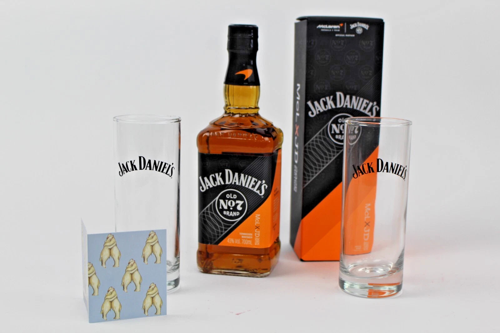 Jack Daniels Whiskey Mclaren Formula 1 edition gift set with a free giftag